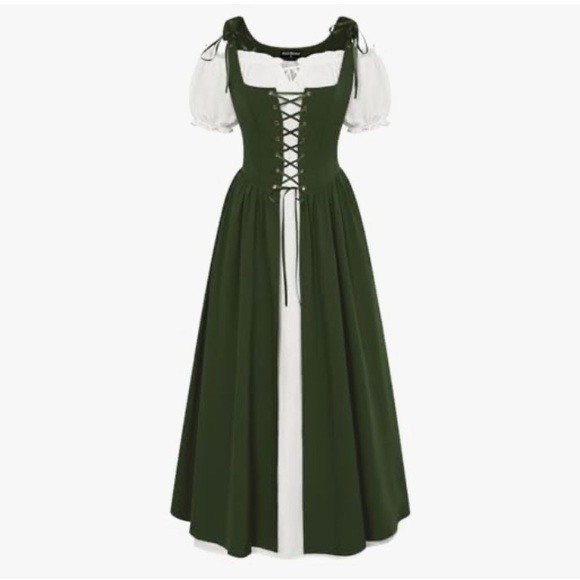 Olive Green Lace-Up Dress - Picture 4 of 4